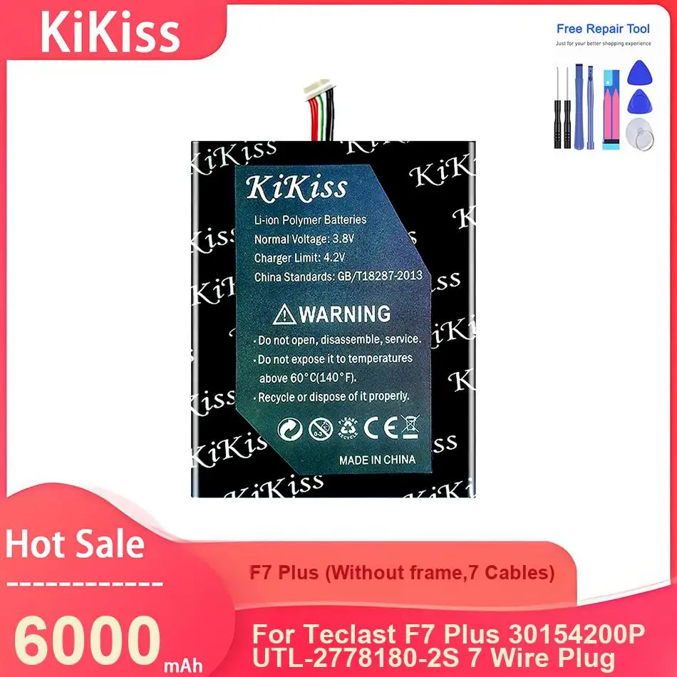 Аккумулятор KiKiss для Teclast F7 Plus 30154200P UTL-2778180-2S UTL-2978180-2S UTL-3078180-2S с 7-контактным разъемом, 6000 мАч
Аккумулятор KiKiss для Teclast F7 Plus 30154200P UTL-2778180-2S UTL-2978180-2S UTL-3078180-2S с 7-контактным разъемом, 6000 мАч
