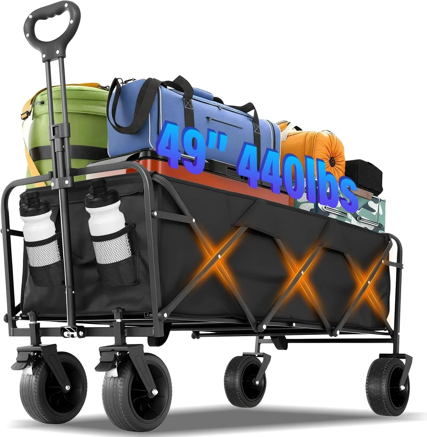 49" Foldable Wagon Cart, 440 LBS Capacity Heavy-Duty Wheels for Beach, Garden & Camping
49" Foldable Wagon Cart, 440 LBS Capacity Heavy-Duty Wheels for Beach, Garden & Camping