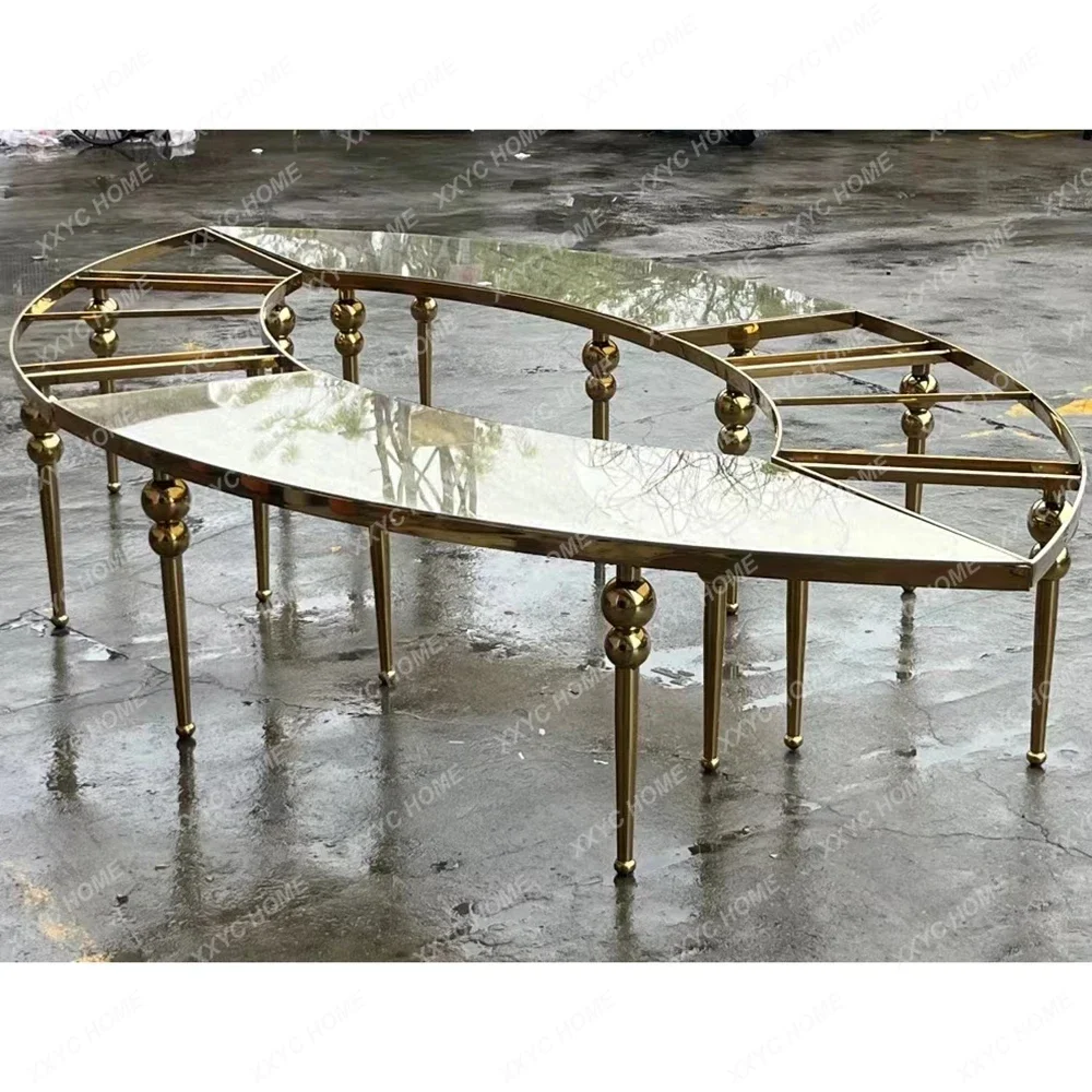 Y Wedding luxury reception golden table bride groom event table
Y Wedding luxury reception golden table bride groom event table