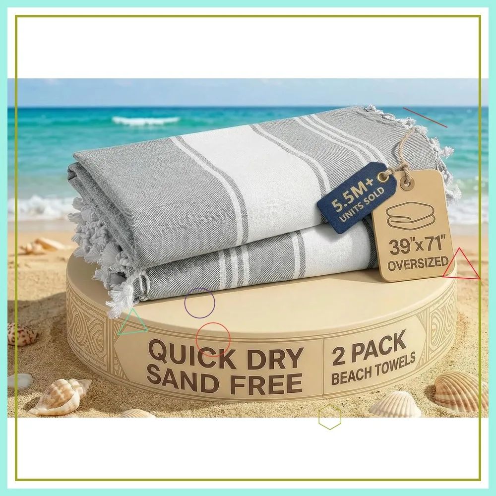 Oversized Beach Towel 2 Pack, 39x71 Inches Quick Dry Sandproof for Adults Travel Pool
Oversized Beach Towel 2 Pack, 39x71 Inches Quick Dry Sandproof for Adults Travel Pool