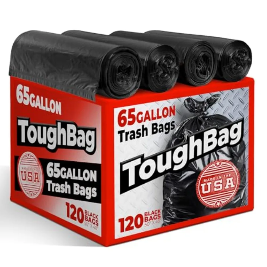 65 Gallon Trash Bags 120 Count 50x48" Large Black Garbage Can Liners Made in USA
65 Gallon Trash Bags 120 Count 50x48" Large Black Garbage Can Liners Made in USA