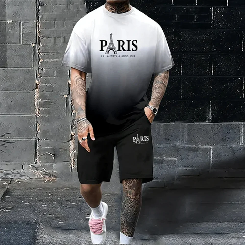 New Men's Summer Set Loose Size Paris Letter 3D Pattern Printed Casual And Comfortable Round Neck Short Sleeve Y2k T-shirt Suit
New Men's Summer Set Loose Size Paris Letter 3D Pattern Printed Casual And Comfortable Round Neck Short Sleeve Y2k T-shirt Suit