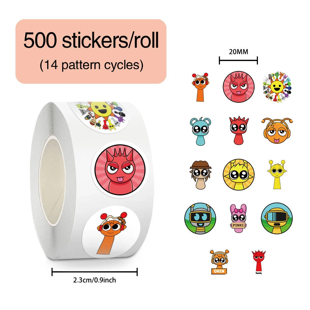 500pcs Cartoon Cute Incredibox Sprunki Sealing Stickers Roll DIY Notebook Laptop Phone Funny Anime Game Sticker Reward Gift Toy
500pcs Cartoon Cute Incredibox Sprunki Sealing Stickers Roll DIY Notebook Laptop Phone Funny Anime Game Sticker Reward Gift Toy
