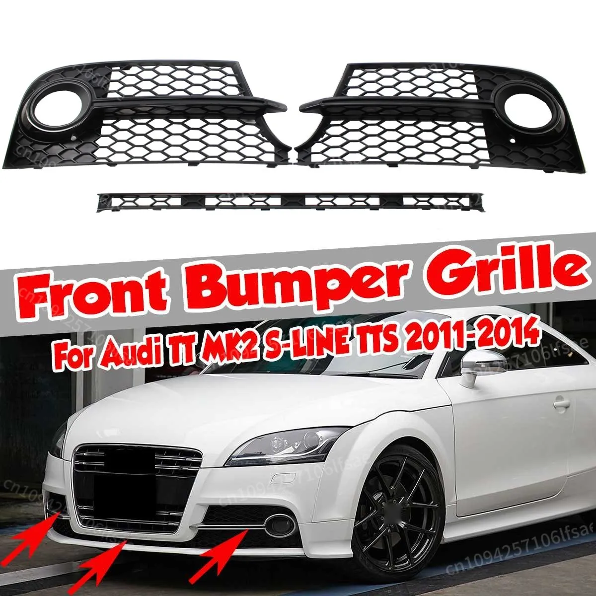ABS Grill HONEYCOMB HEX Car Front Fog Light Grille Grill + Lower Center Grilles For TT MK2 S-LINE TTS 2011 2012 2013 2014
ABS Grill HONEYCOMB HEX Car Front Fog Light Grille Grill + Lower Center Grilles For TT MK2 S-LINE TTS 2011 2012 2013 2014