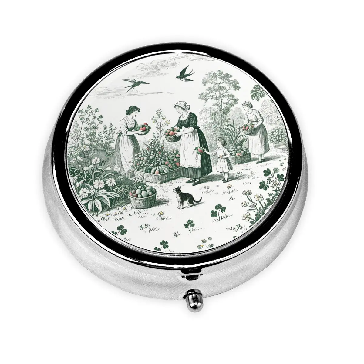 Vintage Toile De Jouy Round Pill Boxes 3-Compartment Pills Dispenser Pastoral Portable Medicine Organizer Storage Box Container
Vintage Toile De Jouy Round Pill Boxes 3-Compartment Pills Dispenser Pastoral Portable Medicine Organizer Storage Box Container