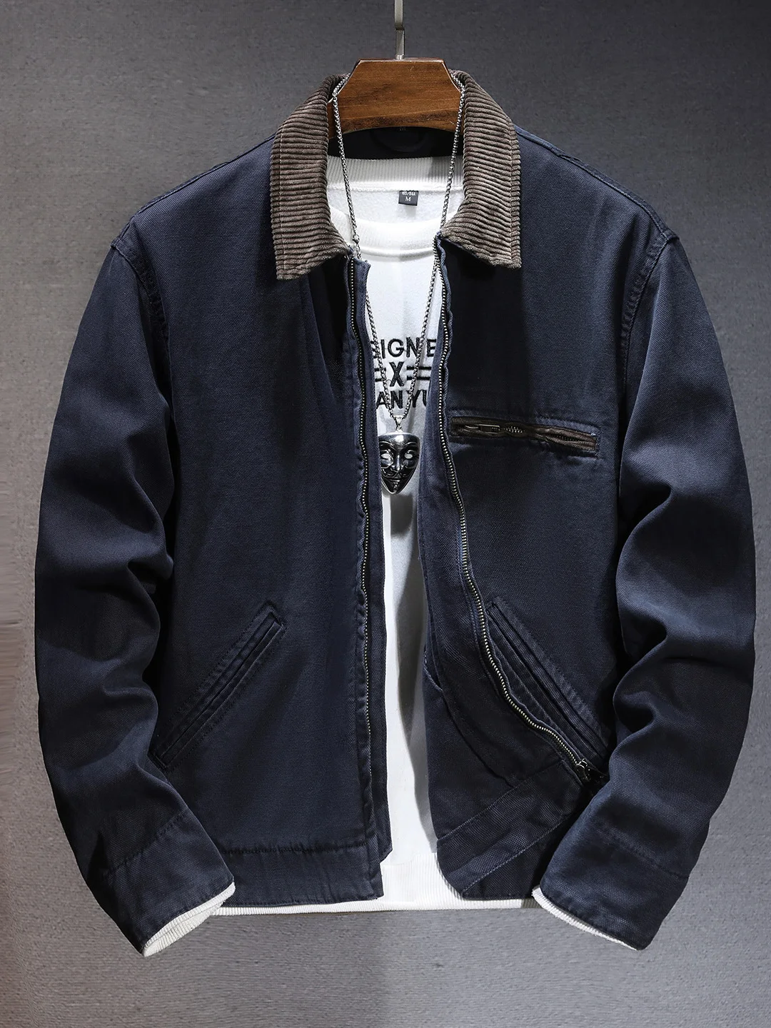 American Retro Contrast Color Collar Jaet Loose Casual Sle Men's Denim Workwear Outerwear Casual Cotton Zipper Closure
American Retro Contrast Color Collar Jaet Loose Casual Sle Men's Denim Workwear Outerwear Casual Cotton Zipper Closure