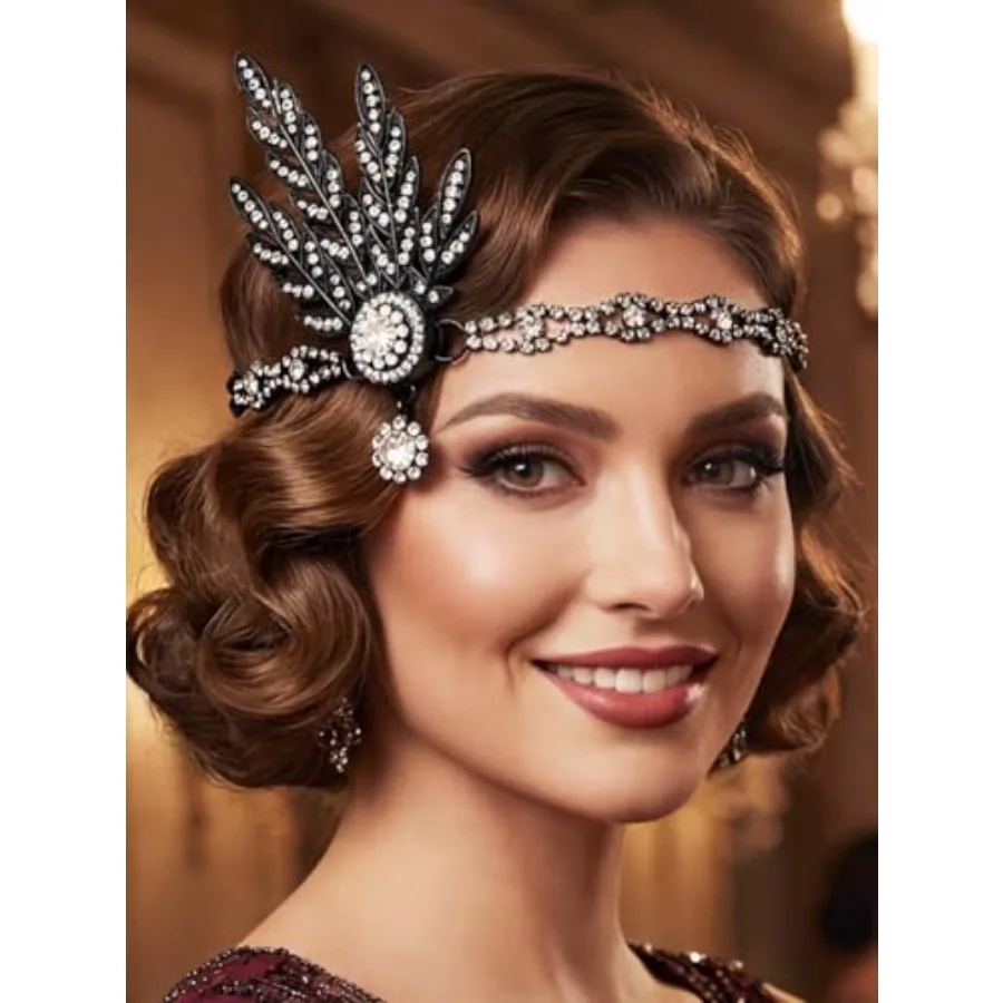 1920s Flapper Headpiece Rhinestones Flapper Headband Roaring 20s Hair Accessories for Women,One size
1920s Flapper Headpiece Rhinestones Flapper Headband Roaring 20s Hair Accessories for Women,One size
