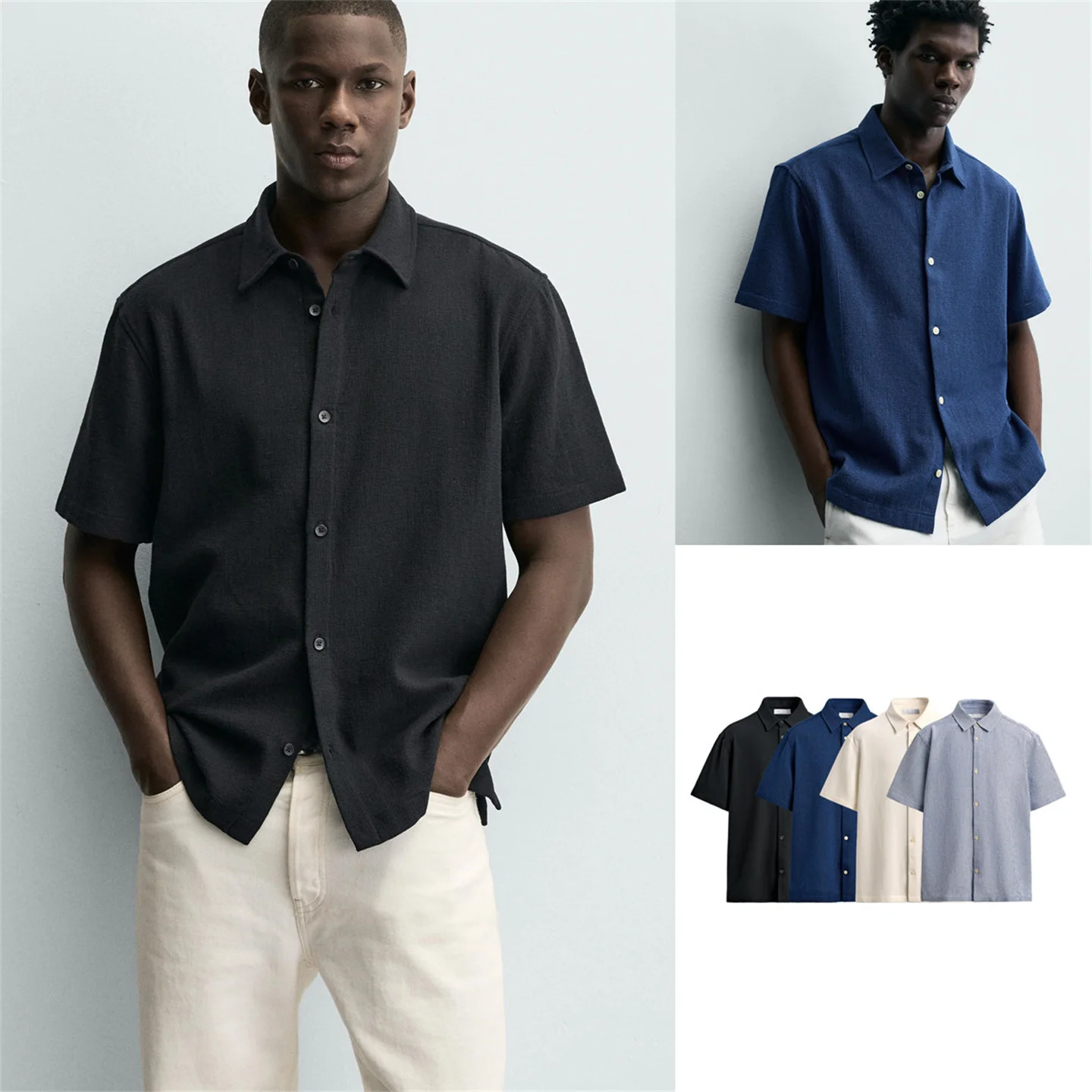 Slim Fit Straight Leg Shirt Men's Fashionable Cotton Blend Elastic Fabric Side Slit Summer New Arrival Button up Short Sleeve
Slim Fit Straight Leg Shirt Men's Fashionable Cotton Blend Elastic Fabric Side Slit Summer New Arrival Button up Short Sleeve