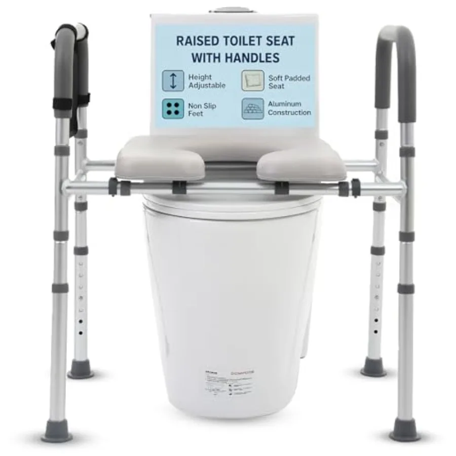 Houseables Raised Toilet Seat with Handles for Seniors Elevated Commode Chair with Arms Riser Lift Extender for Elderly and Dis
Houseables Raised Toilet Seat with Handles for Seniors Elevated Commode Chair with Arms Riser Lift Extender for Elderly and Dis