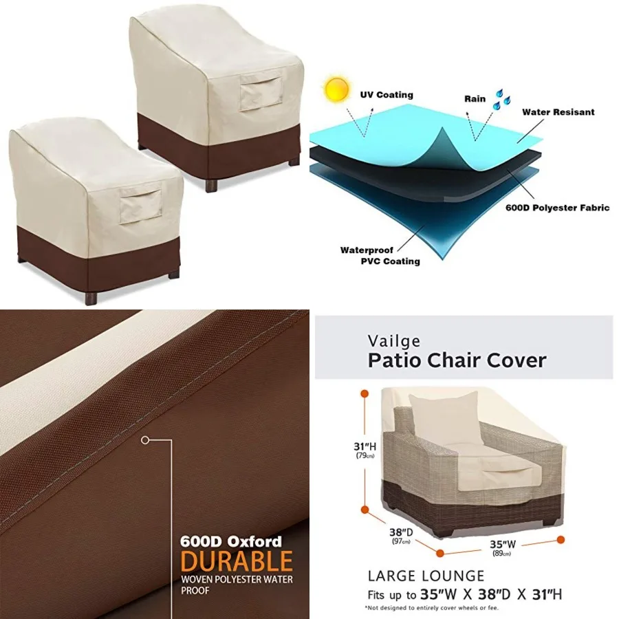 Patio s, Lounge Deep Seat Cover, Heavy Duty and Waterproof Outdoor Lawn Patio Furniture Covers 2 Pack - Large
Patio s, Lounge Deep Seat Cover, Heavy Duty and Waterproof Outdoor Lawn Patio Furniture Covers 2 Pack - Large