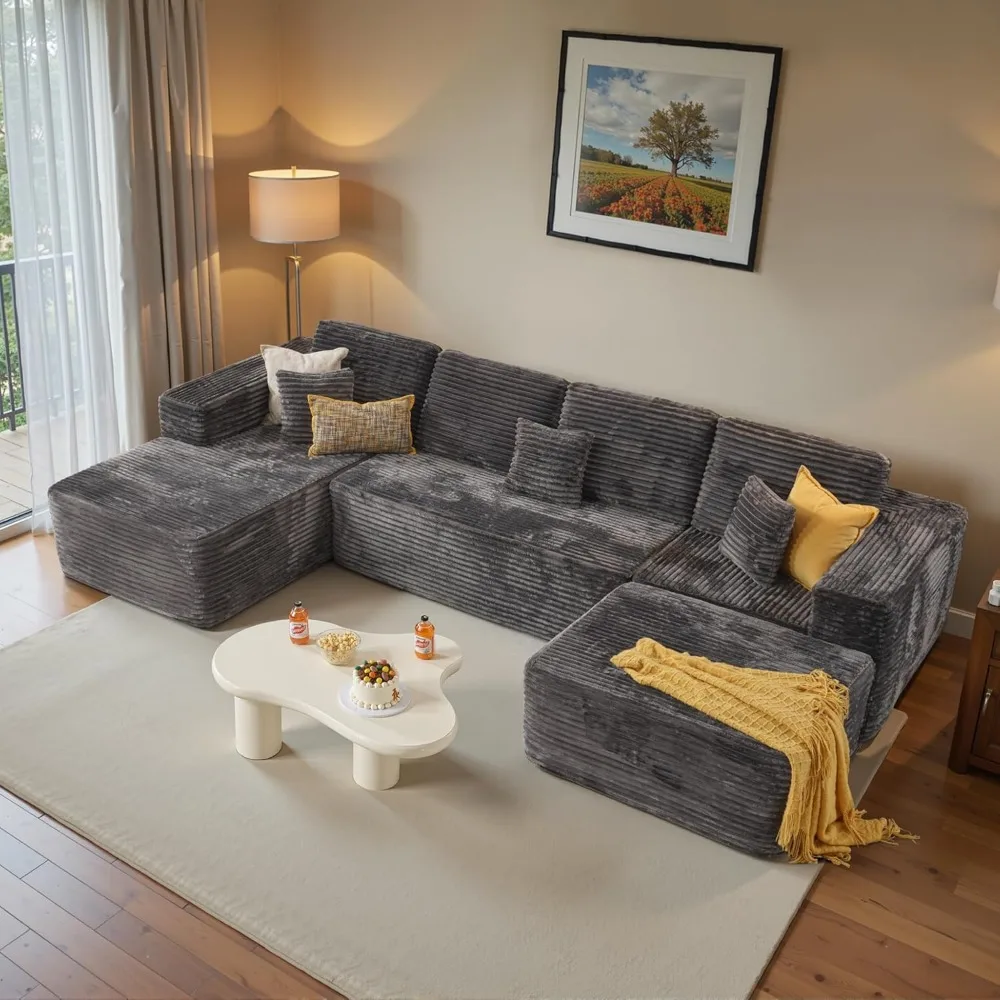 Living Room Cloud Sofa, Modular Floor Standing Sofa with Plush Corduroy and Fluffy Memory Foam, Oversized U Shape Sofa
Living Room Cloud Sofa, Modular Floor Standing Sofa with Plush Corduroy and Fluffy Memory Foam, Oversized U Shape Sofa