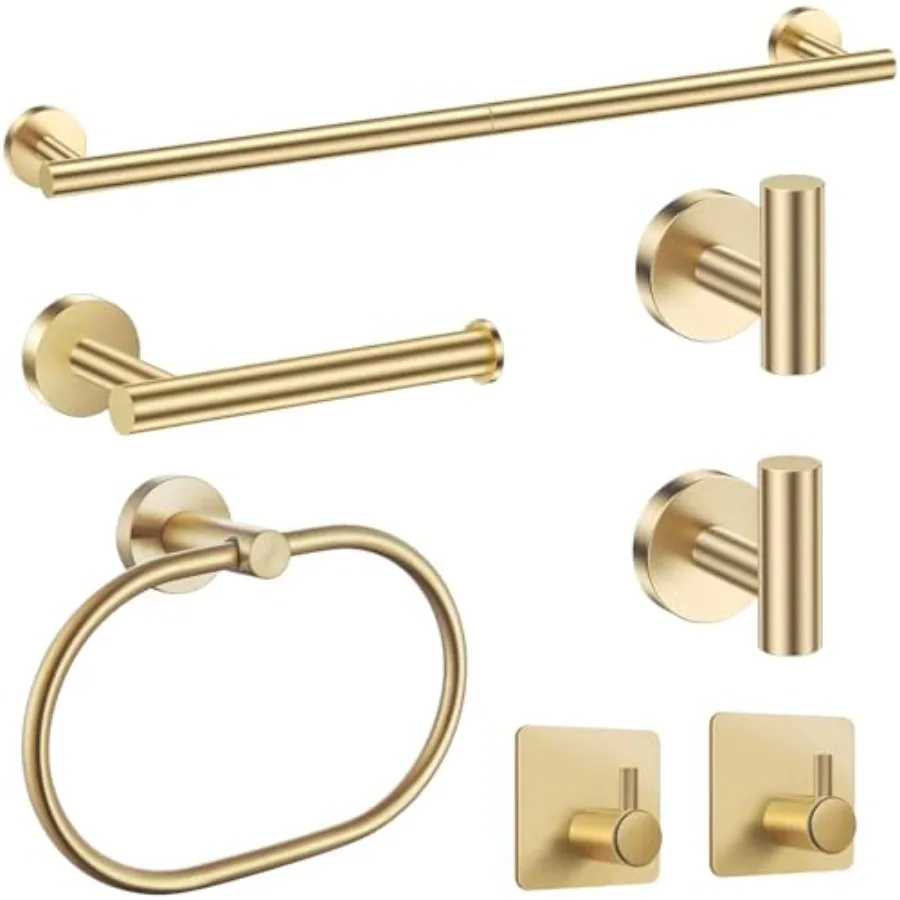 Brushed Gold Bathroom Accessories Set 7 Pieces Gold Towel Bar Bathroom Hardware Set 31.5 Inch Towel Racks for Bathroom SUS304
Brushed Gold Bathroom Accessories Set 7 Pieces Gold Towel Bar Bathroom Hardware Set 31.5 Inch Towel Racks for Bathroom SUS304