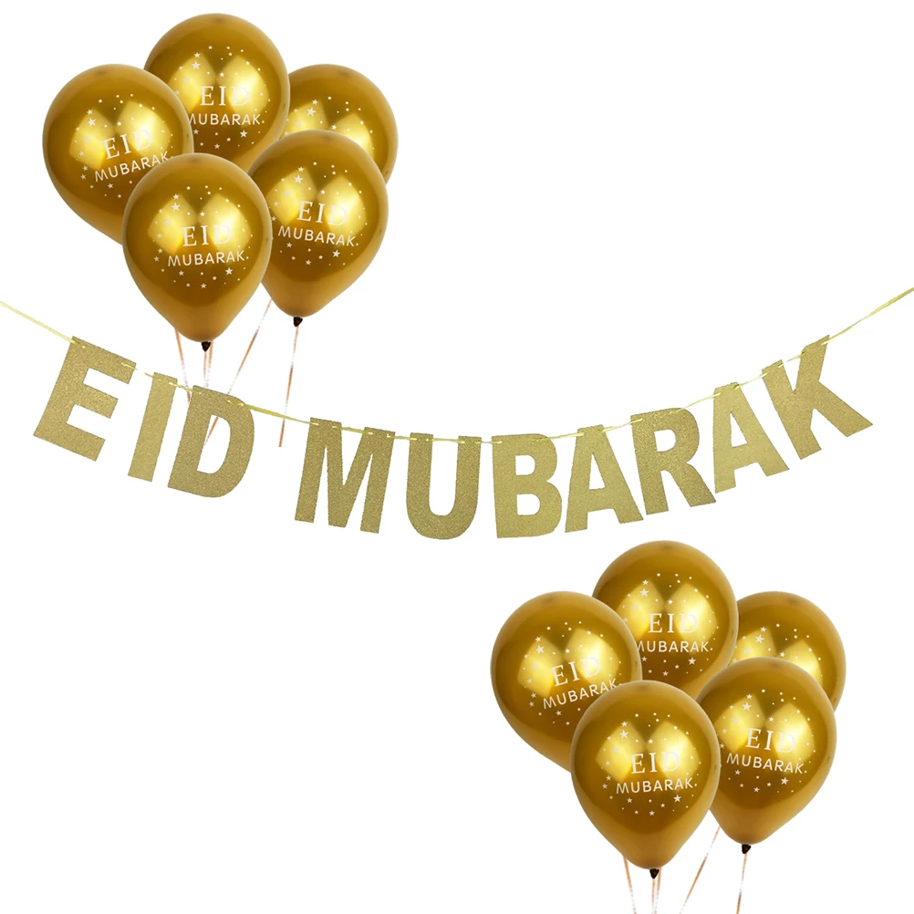 10pcs Golden Mubarak Latex Balloons Glitter Paper Banner Ramadan Eid Banner Decoration 2024 Festive Party Supplies 
10pcs Golden Mubarak Latex Balloons Glitter Paper Banner Ramadan Eid Banner Decoration 2024 Festive Party Supplies