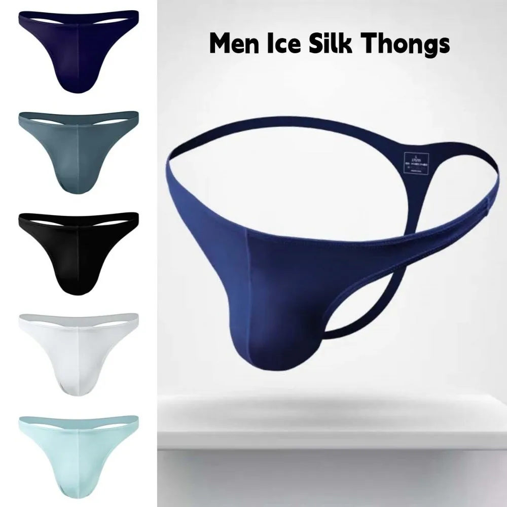 Comfortable Low Waist Men Ice Silk Thongs Thin Strap Underpants Men's Panties Lingerie T-back Male Briefs Sports
Comfortable Low Waist Men Ice Silk Thongs Thin Strap Underpants Men's Panties Lingerie T-back Male Briefs Sports