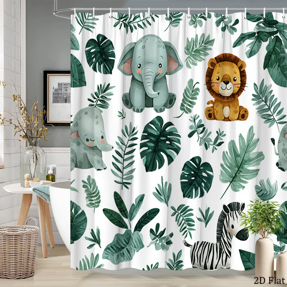 Tropical Jungle Safari Animal Print Shower Curtain Elephant Lion Zebra Leaf Pattern 180x200cm Bathroom Decor
Tropical Jungle Safari Animal Print Shower Curtain Elephant Lion Zebra Leaf Pattern 180x200cm Bathroom Decor