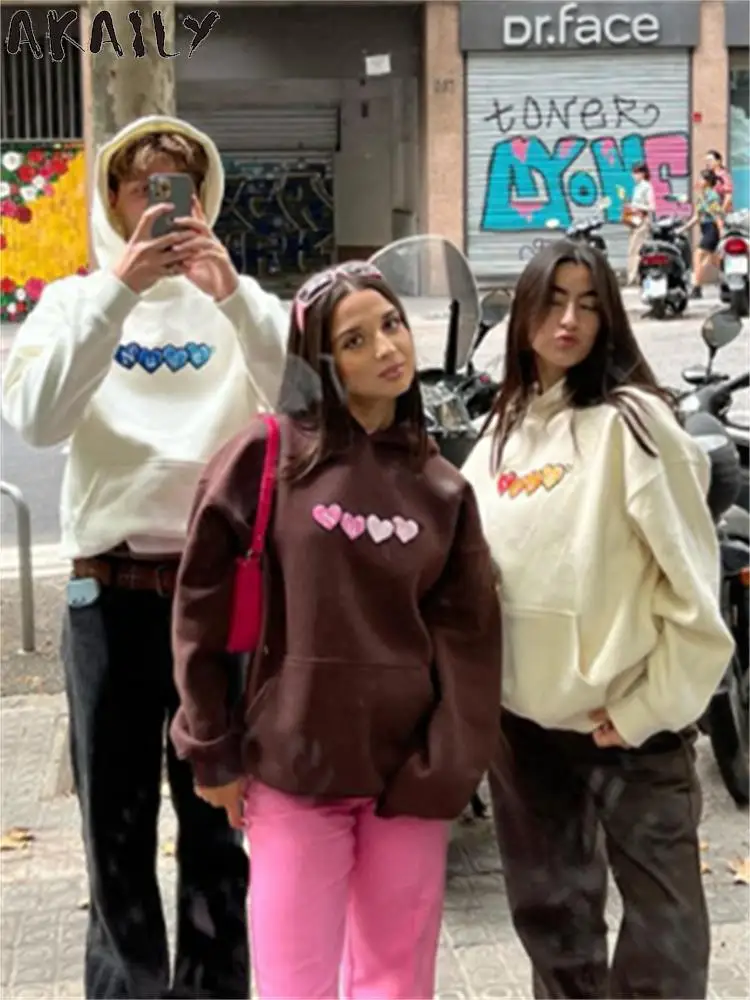 Akaily Streetwear Y2k Brown Love Printing Fleece Hoodies Women Outfits 2023 Fall Winter Loose Letter Graphic Hooded Sweatshirts
Akaily Streetwear Y2k Brown Love Printing Fleece Hoodies Women Outfits 2023 Fall Winter Loose Letter Graphic Hooded Sweatshirts