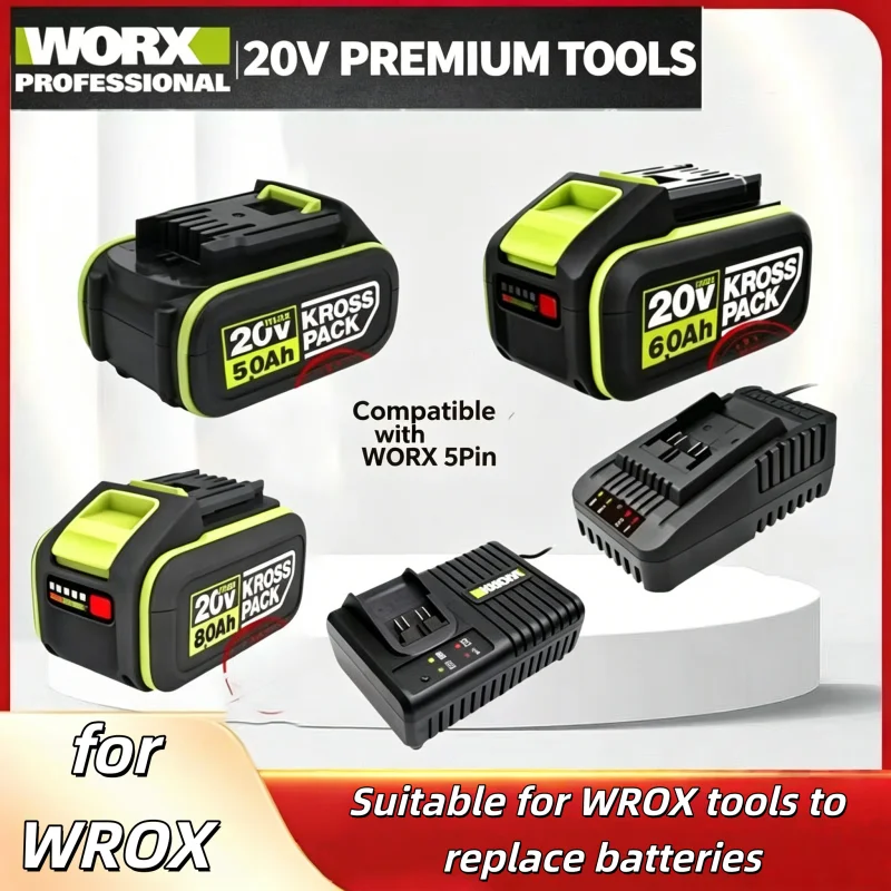 20V 8.0Ah High Density Rechargeable Li-ion Battery Long Cycles For WORX WA3551 WA3553 Power Tools Replacement
20V 8.0Ah High Density Rechargeable Li-ion Battery Long Cycles For WORX WA3551 WA3553 Power Tools Replacement
