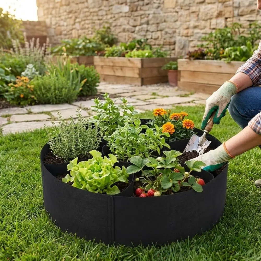 7 Grids Garden Grow Bags Freestanding Circular Raised Garden Bed Wear-resistant Root Aeration Planting Container
7 Grids Garden Grow Bags Freestanding Circular Raised Garden Bed Wear-resistant Root Aeration Planting Container