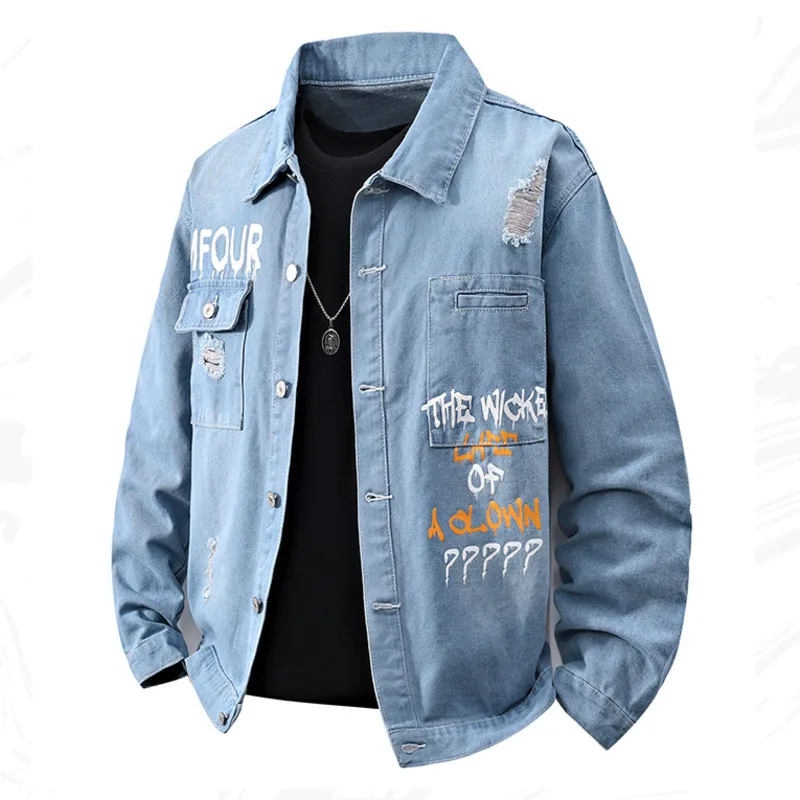 American Style Casual Blue Cargo Denim Jacket For Men 2025 Spring Autumn Button Down Workwear Jeans Coats With Chest Pocket
American Style Casual Blue Cargo Denim Jacket For Men 2025 Spring Autumn Button Down Workwear Jeans Coats With Chest Pocket