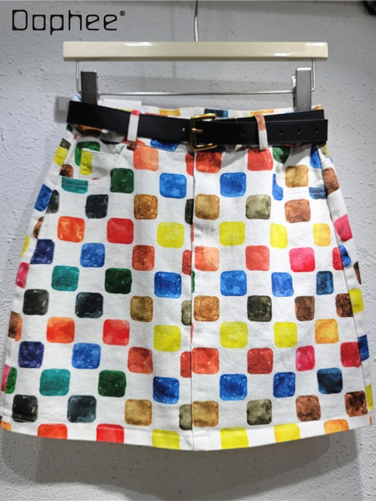 Fashion High Waist Denim Skirt for Women 2024 Spring Summer New Sweet Plaid A- Line Mini Skirt Printed Hot Girl Hip Skirts
Fashion High Waist Denim Skirt for Women 2024 Spring Summer New Sweet Plaid A- Line Mini Skirt Printed Hot Girl Hip Skirts