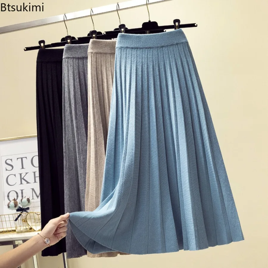 Autumn Winter Knitted Maxi Skirts for Women Solid High Waisted Mid-length Pleated Skirts Women Simple Casual A-line Half Skirts
Autumn Winter Knitted Maxi Skirts for Women Solid High Waisted Mid-length Pleated Skirts Women Simple Casual A-line Half Skirts
