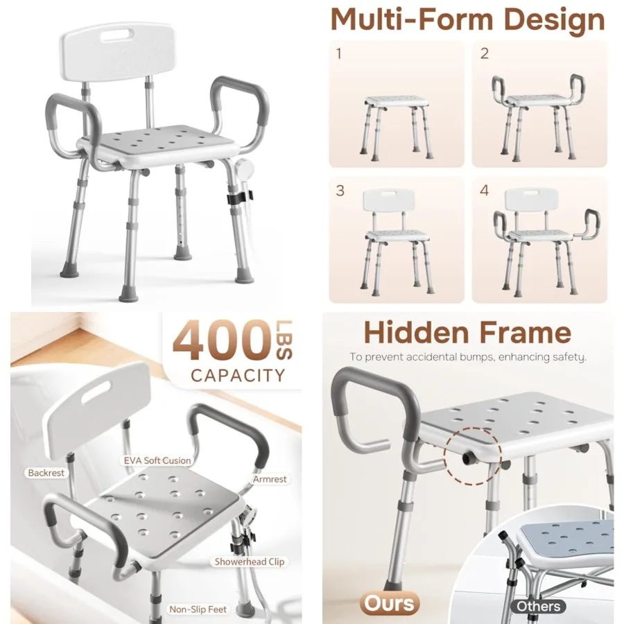 Shower Chair for Inside Shower with Arms and Back, FSA/HSA, Height Adjustable Shower Chair for Elderly and Disabled with Enhanc
Shower Chair for Inside Shower with Arms and Back, FSA/HSA, Height Adjustable Shower Chair for Elderly and Disabled with Enhanc