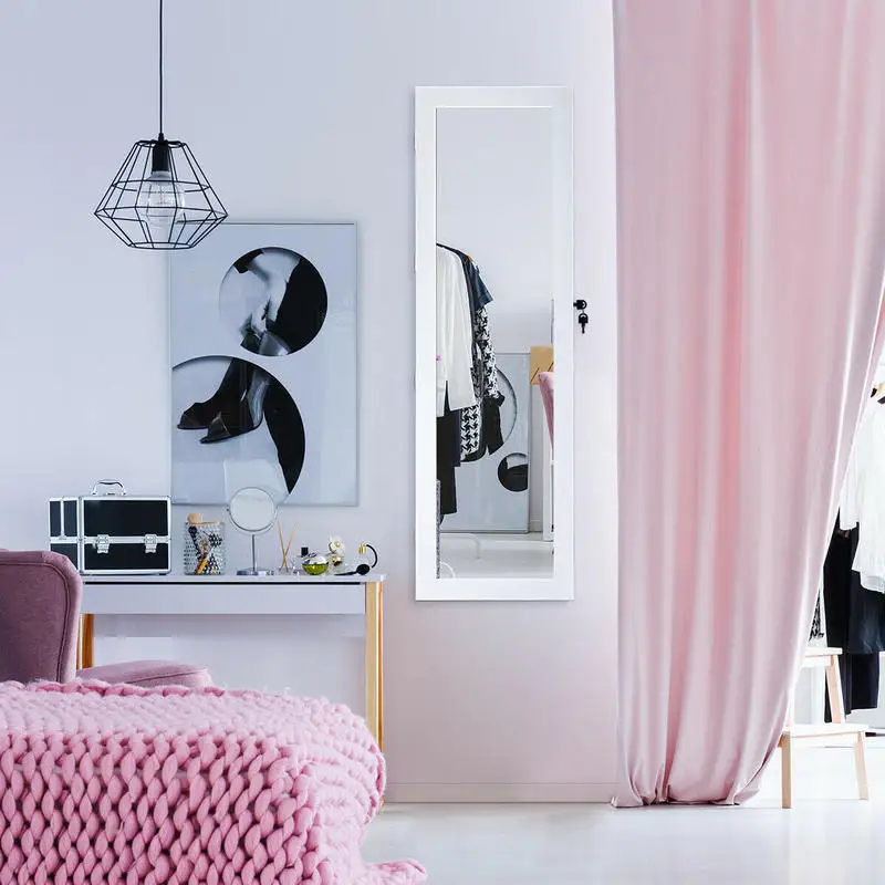 Wall Mounted Lockable Mirror Jewelry Cabinet with LED Light
Wall Mounted Lockable Mirror Jewelry Cabinet with LED Light