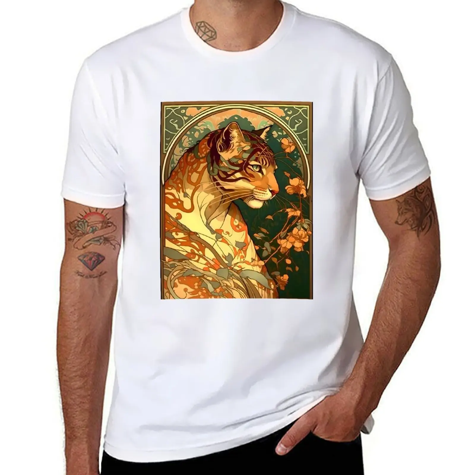 Vintage Art Nouveau Alphonse Mucha Inspired Tiger Design T-Shirt cotton t shirt man essential t shirt T-Shirt
Vintage Art Nouveau Alphonse Mucha Inspired Tiger Design T-Shirt cotton t shirt man essential t shirt T-Shirt