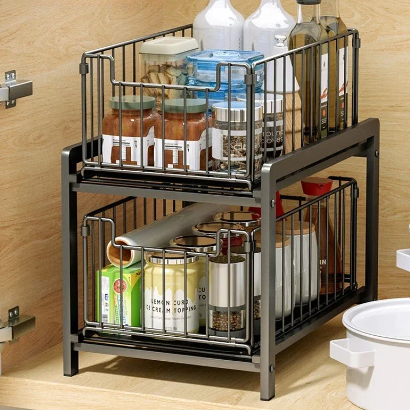 Cabinet drawer rack, kitchen supplies storage basket, layered seasoning, under dishes, sink, pull storage box
Cabinet drawer rack, kitchen supplies storage basket, layered seasoning, under dishes, sink, pull storage box