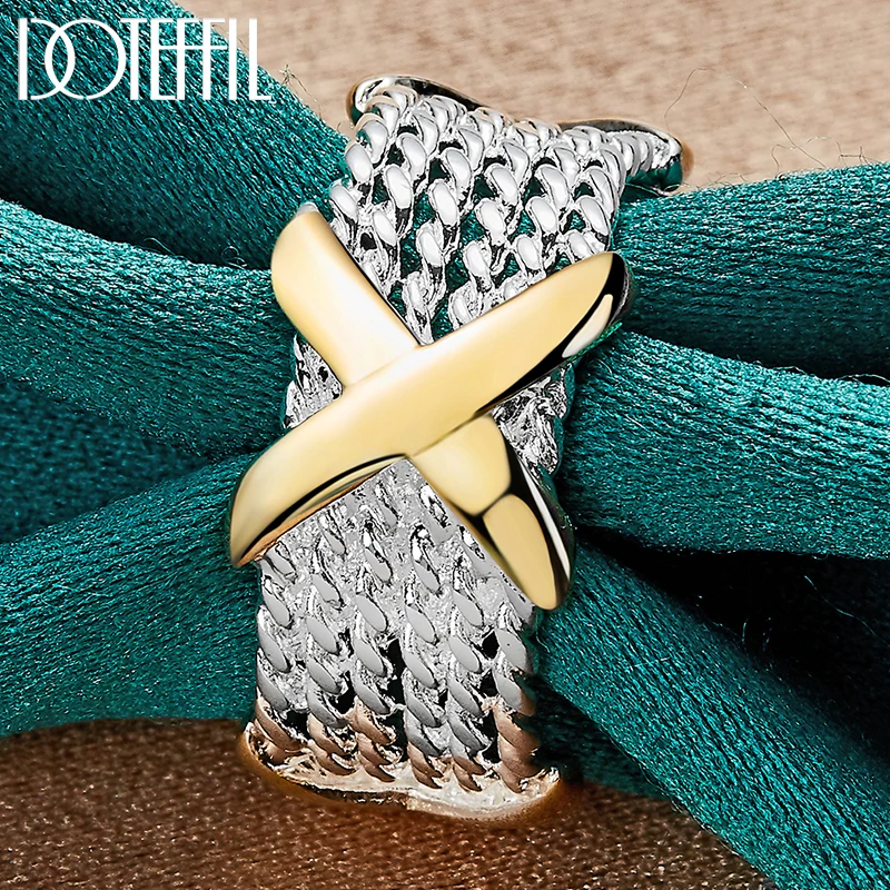 DOTEFFIL 925 Sterling Silver Gold Letter X Ring For Woman Man Fashion Wedding Engagement Party Gift Charm Jewelry
DOTEFFIL 925 Sterling Silver Gold Letter X Ring For Woman Man Fashion Wedding Engagement Party Gift Charm Jewelry