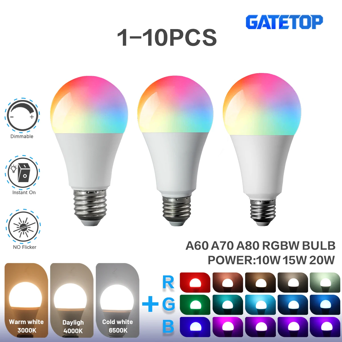 1-10PCS Smart RGBW LED Bulb Spotlight AC220V E27 10W 15W 20W with Infrared Remote Control Suitable for Colorful Home Lighting
1-10PCS Smart RGBW LED Bulb Spotlight AC220V E27 10W 15W 20W with Infrared Remote Control Suitable for Colorful Home Lighting