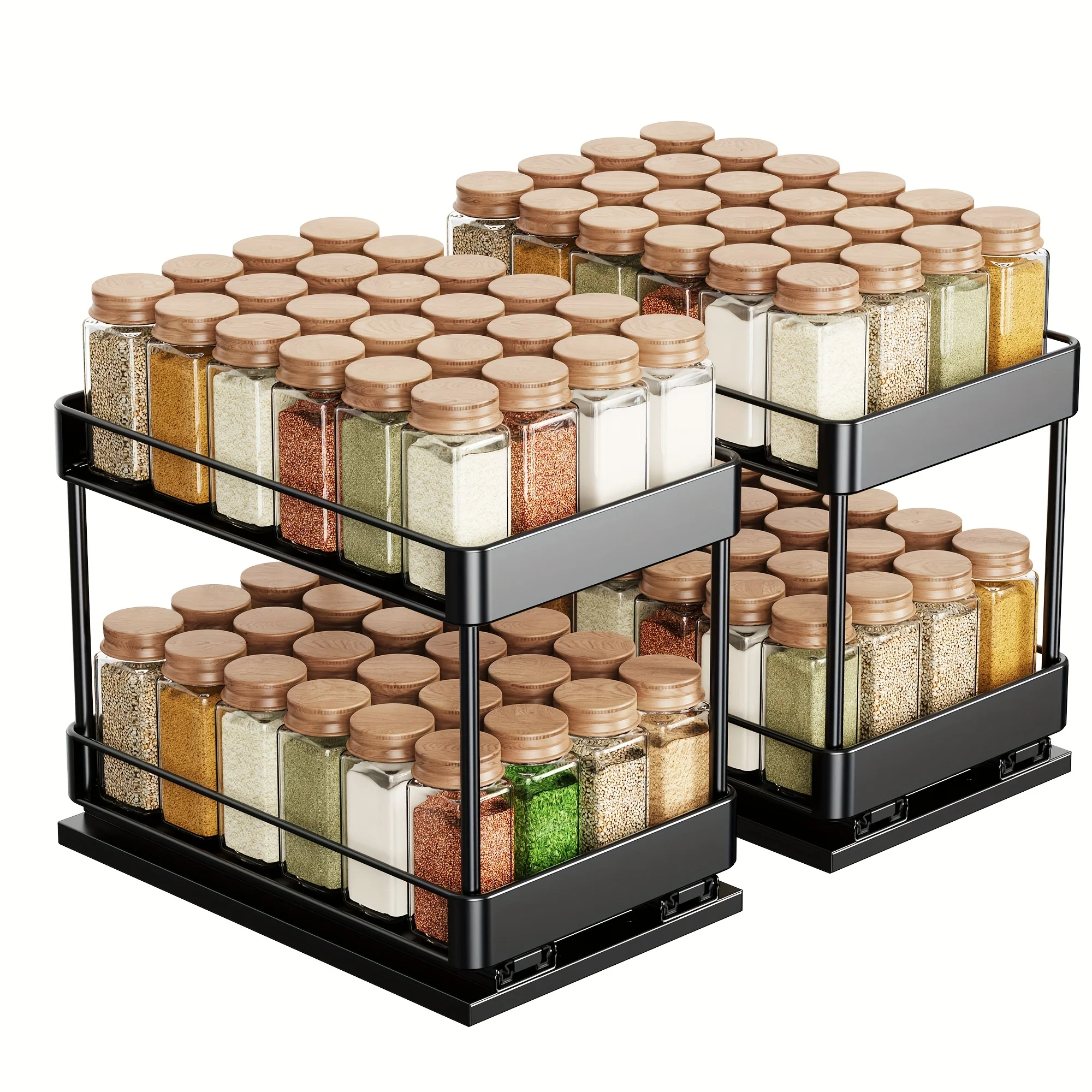 2pcs Rust-Resistant Adjustable 2-Tier Pull-Out Spice Rack Organizer for Cabinets, Space-Saving L-Shaped Kitchen Storage, 6-Inch Sliding Design, Ideal for Spice Bottles and Small Containers
2pcs Rust-Resistant Adjustable 2-Tier Pull-Out Spice Rack Organizer for Cabinets, Space-Saving L-Shaped Kitchen Storage, 6-Inch Sliding Design, Ideal for Spice Bottles and Small Containers