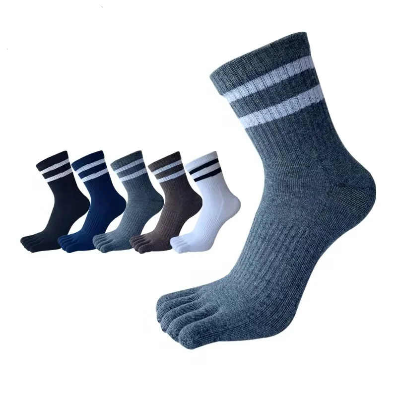 5 Pairs Men's Five Finger Crew Socks Double Striped Ribbed Split Toe Socks Cotton Breathable Moisture Wicking Sport Toe Socks
5 Pairs Men's Five Finger Crew Socks Double Striped Ribbed Split Toe Socks Cotton Breathable Moisture Wicking Sport Toe Socks