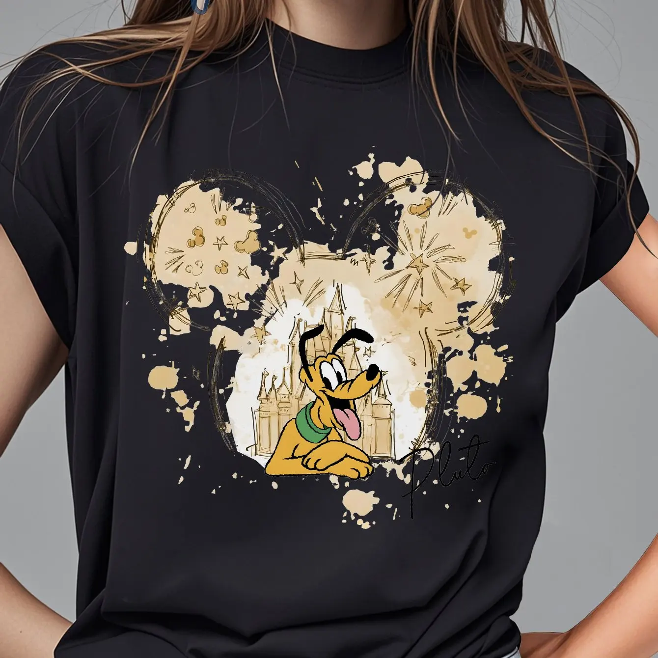 Disney Certified Pruitt Pattern, Mickey's Silhouette, and Castle. Summer Best-selling Solid Color Round Neck Short Sleeved Shirt
Disney Certified Pruitt Pattern, Mickey's Silhouette, and Castle. Summer Best-selling Solid Color Round Neck Short Sleeved Shirt