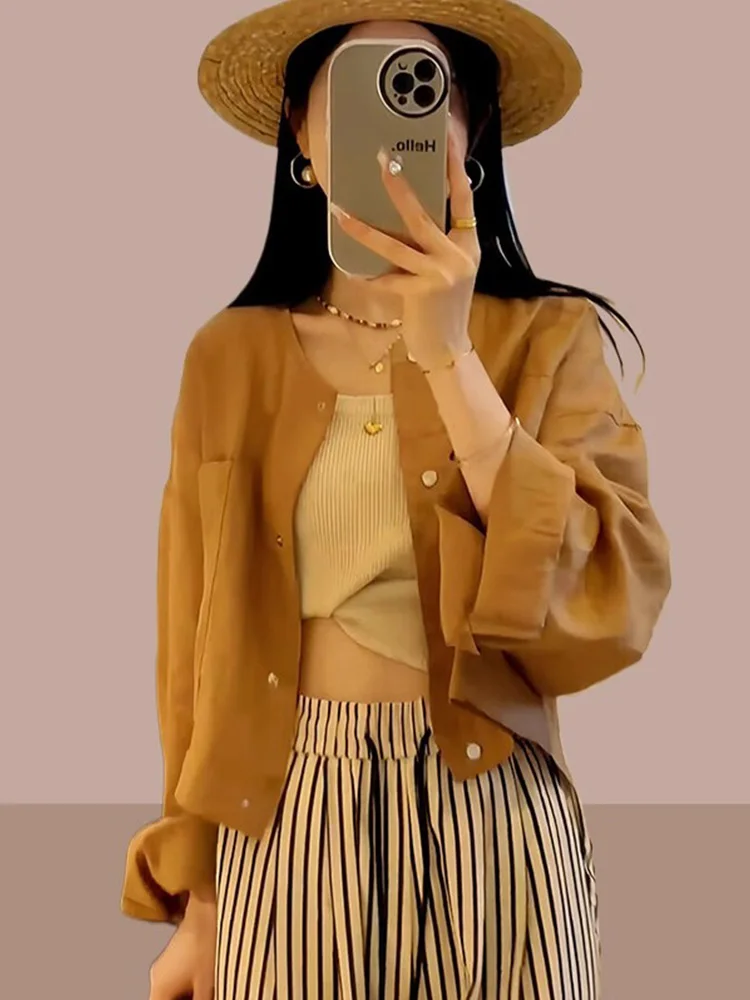 High-End Linen Sun Protection Shirt Jacket Women's Loose Cotton Linen Shirt Thin Outerwear Cardigan Spring Autumn New Style
High-End Linen Sun Protection Shirt Jacket Women's Loose Cotton Linen Shirt Thin Outerwear Cardigan Spring Autumn New Style