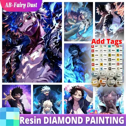 AB Fairy Dust Comes with DMC stickers M-My-H-Hero-A-Academia-d-dabi Diamond Painting Kit 5D DIY Diamond Embroidery Handmade Art