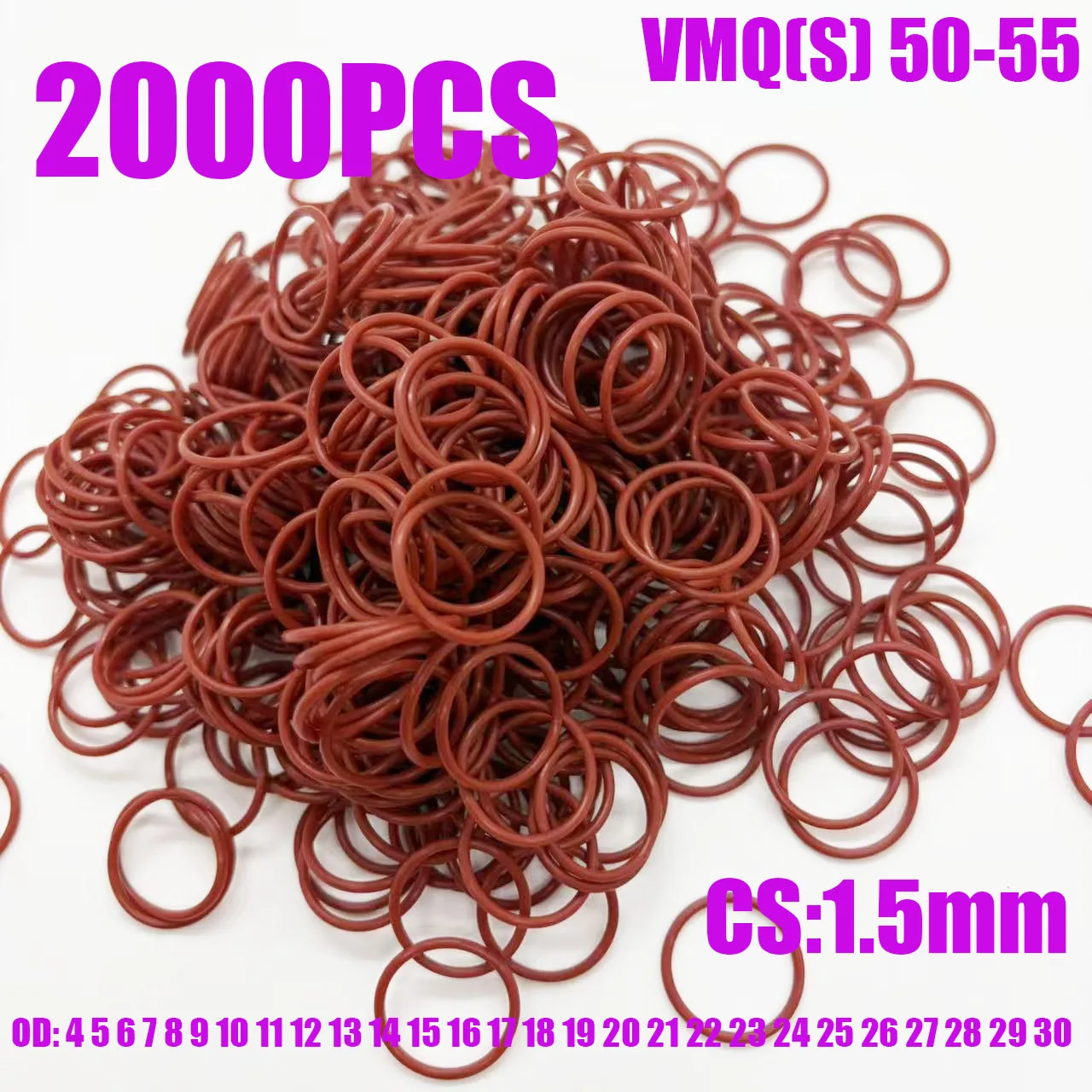 2000pcs White black red silicone sealing O-ring, CS1.5mm, OD4 5 6 7 8 9 10 11 12 13 14 15 16 17 24 25 26 27 28 29 30
2000pcs White black red silicone sealing O-ring, CS1.5mm, OD4 5 6 7 8 9 10 11 12 13 14 15 16 17 24 25 26 27 28 29 30