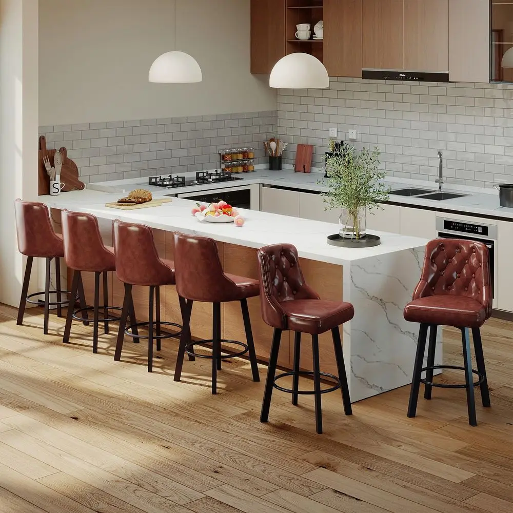 Bar Stools Set of 3, 26 Tufted Modern Counter Height Barstools with Back amp Footrest amp Metal Leg, Faux Leather Upholstered B
Bar Stools Set of 3, 26 Tufted Modern Counter Height Barstools with Back amp Footrest amp Metal Leg, Faux Leather Upholstered B