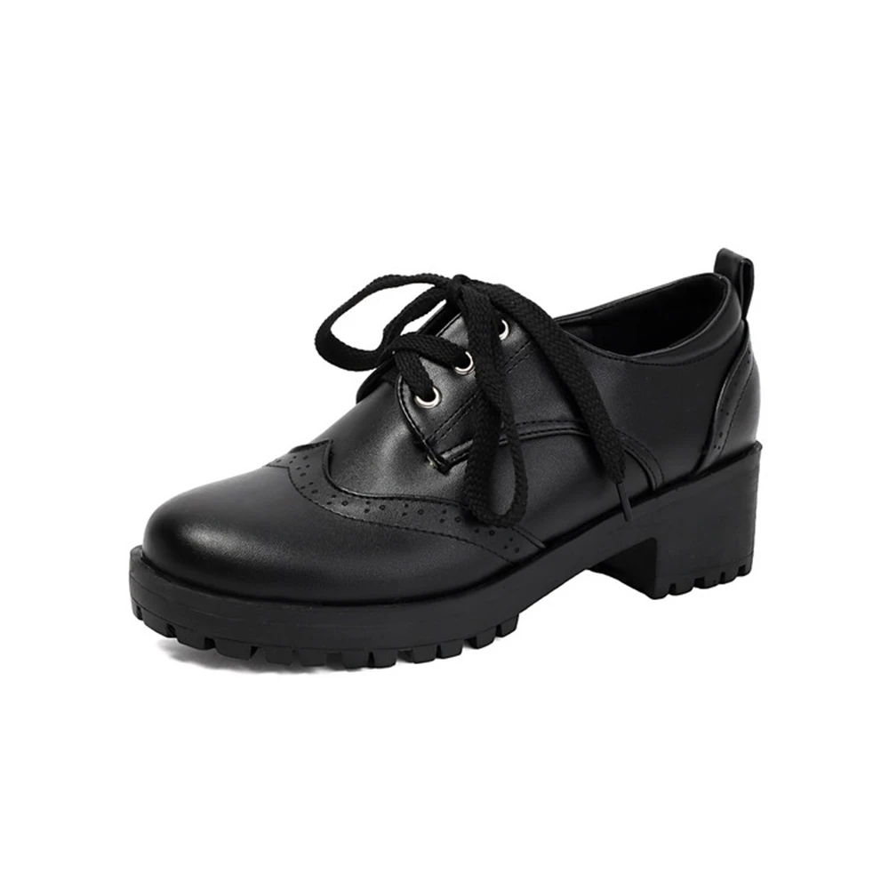 Women's Chunky Heel Platform Oxford Shoes Vintage Lace Up Brogue Loafers Black Dark Brown Non Slip Casual Work Shoes V-4
Women's Chunky Heel Platform Oxford Shoes Vintage Lace Up Brogue Loafers Black Dark Brown Non Slip Casual Work Shoes V-4