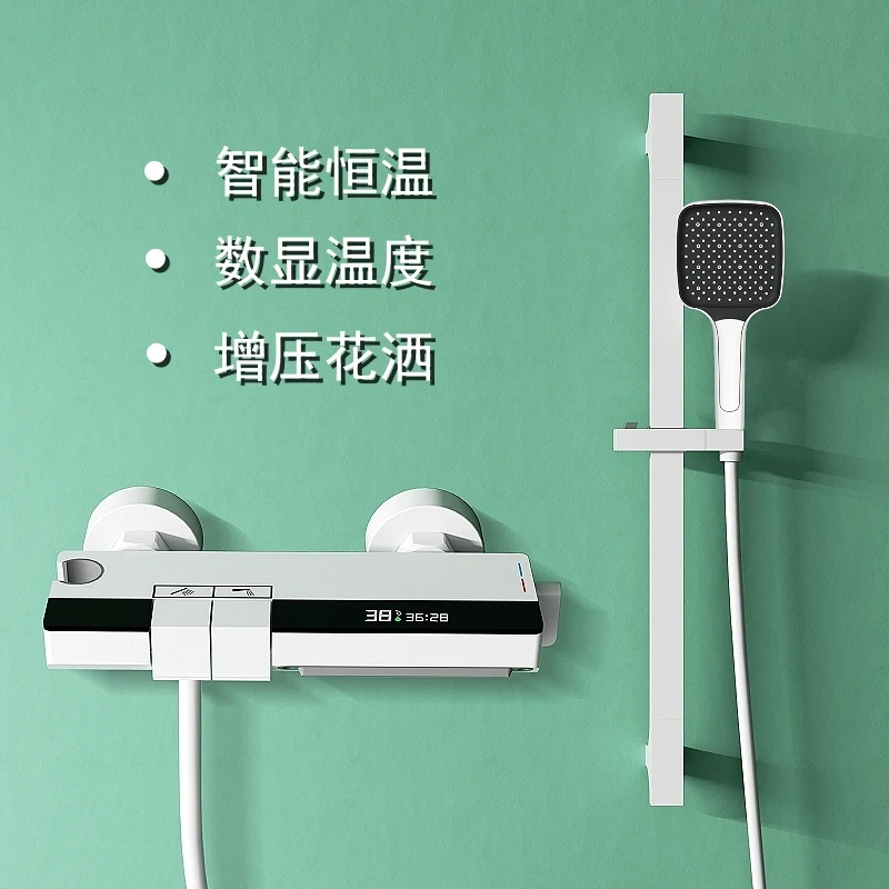 *Electroplating cream white gun ash shower shower set digital display constant temperature no top spray small apartment
*Electroplating cream white gun ash shower shower set digital display constant temperature no top spray small apartment