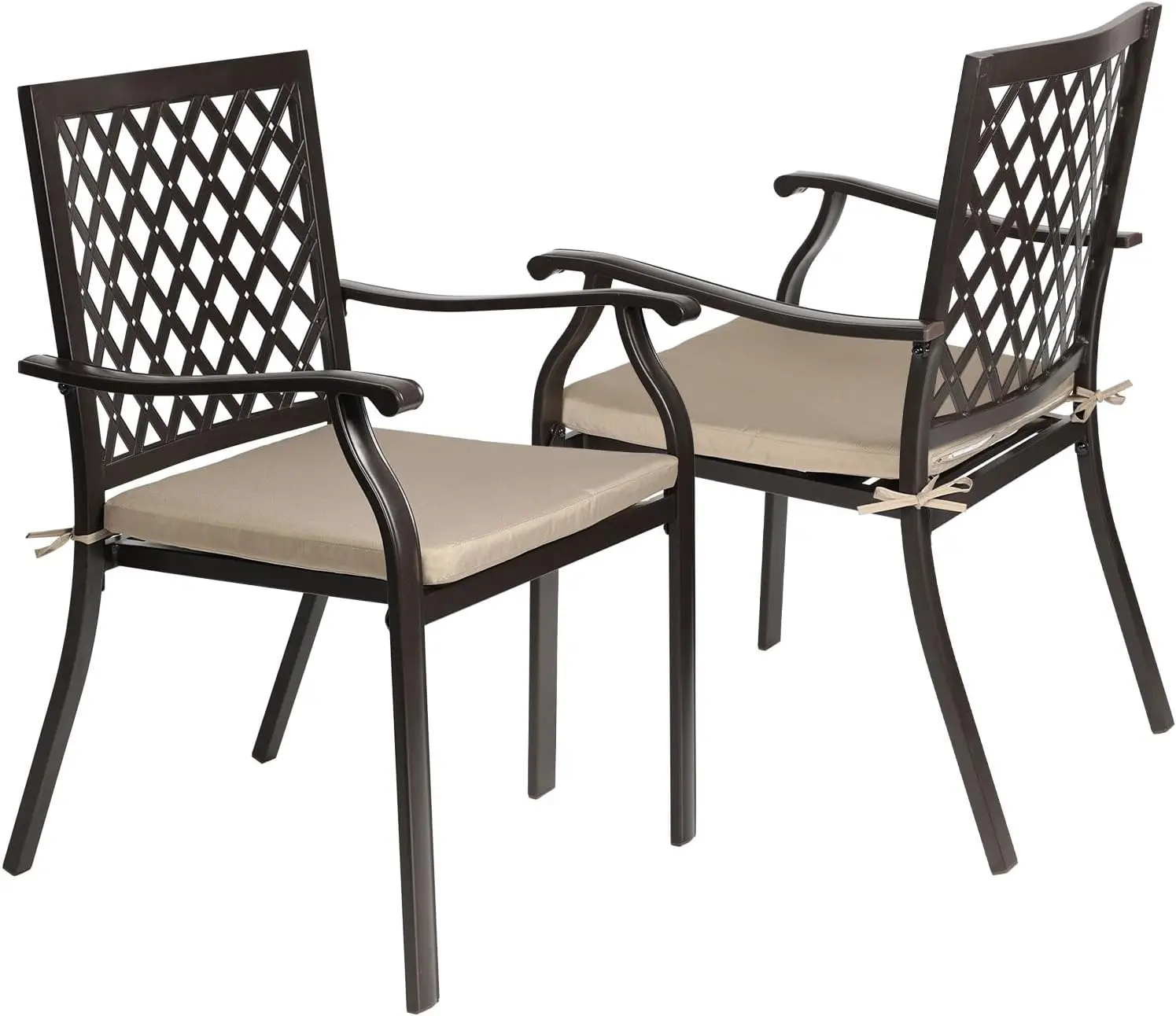Outdoor Stackable Patio Metal Dining Chairs 2-Piece Set with Curved Armrests and Strapped Seat 
Outdoor Stackable Patio Metal Dining Chairs 2-Piece Set with Curved Armrests and Strapped Seat