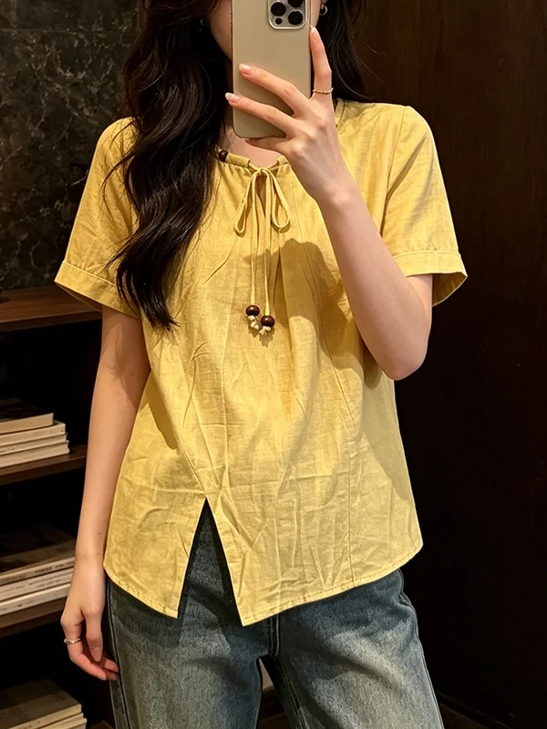 plus Size Women's Summer 2026 round Neck Short Sleeve T-Shirt Beaded Slit Loose Slimming Versatile Anti-Aging Top
plus Size Women's Summer 2026 round Neck Short Sleeve T-Shirt Beaded Slit Loose Slimming Versatile Anti-Aging Top
