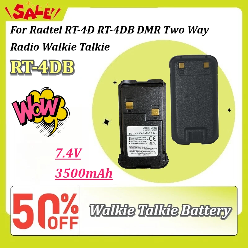High-Capacity 3500mAh 7.4V Li-ion Replacement Battery Pack Spare Parts for Radtel RT-4D RT-4DB DMR Two Way Radio Walkie Talkie
High-Capacity 3500mAh 7.4V Li-ion Replacement Battery Pack Spare Parts for Radtel RT-4D RT-4DB DMR Two Way Radio Walkie Talkie