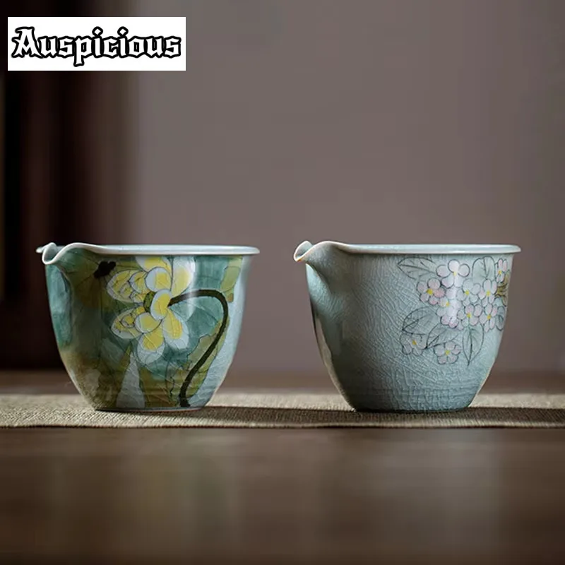 190ml Borneol Glaze Ceramic Tea Pitcher Pure Hand-painted Lotus Fair Cup Household Tea Sea High-grade Divide Kung Fu Tea Chahai
190ml Borneol Glaze Ceramic Tea Pitcher Pure Hand-painted Lotus Fair Cup Household Tea Sea High-grade Divide Kung Fu Tea Chahai