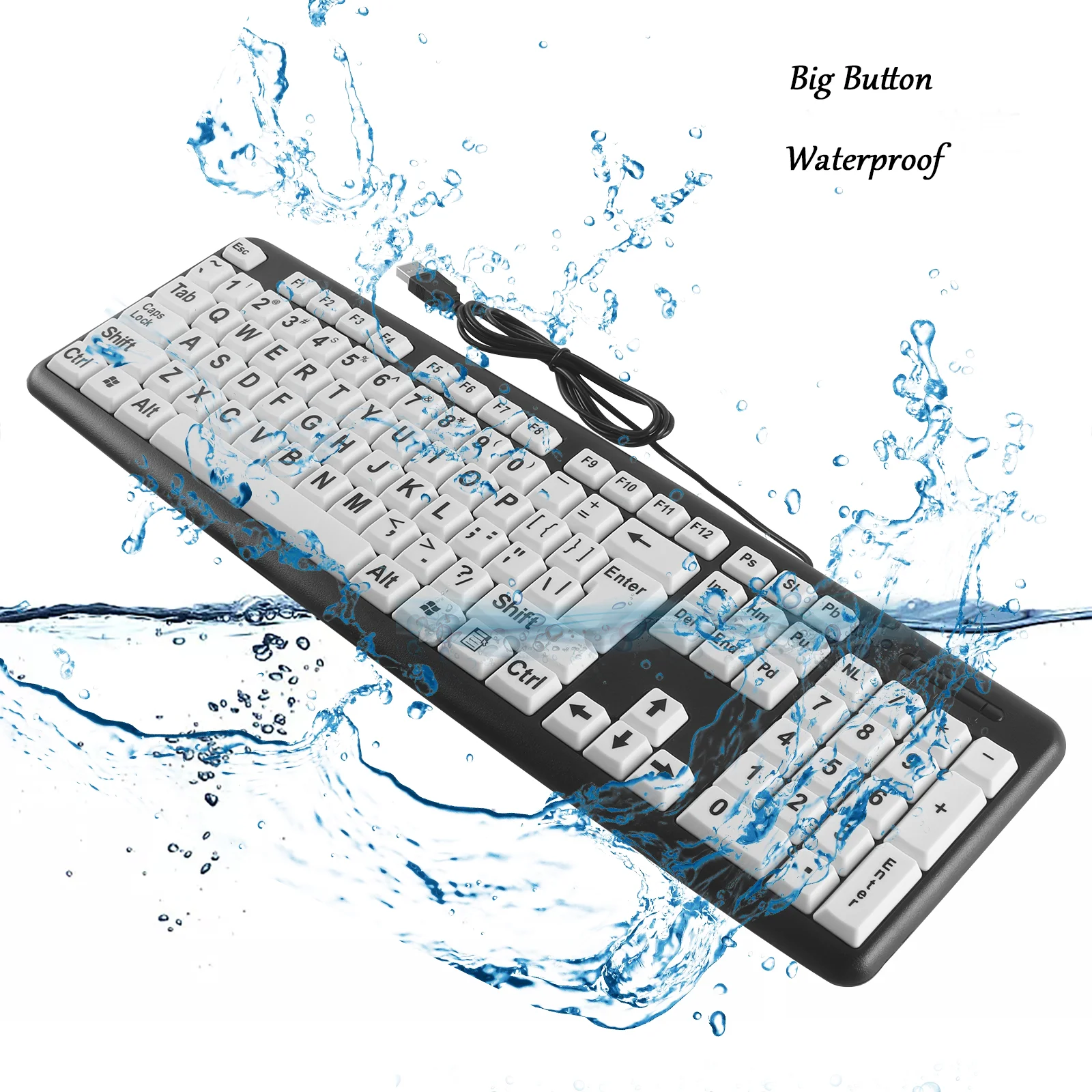 Waterproof USB Wired Keyboard Big Letter Keypad Ergonomic 104 Keys Keyboard For Laptop PC Computer Elder Old People Low Vision
Waterproof USB Wired Keyboard Big Letter Keypad Ergonomic 104 Keys Keyboard For Laptop PC Computer Elder Old People Low Vision