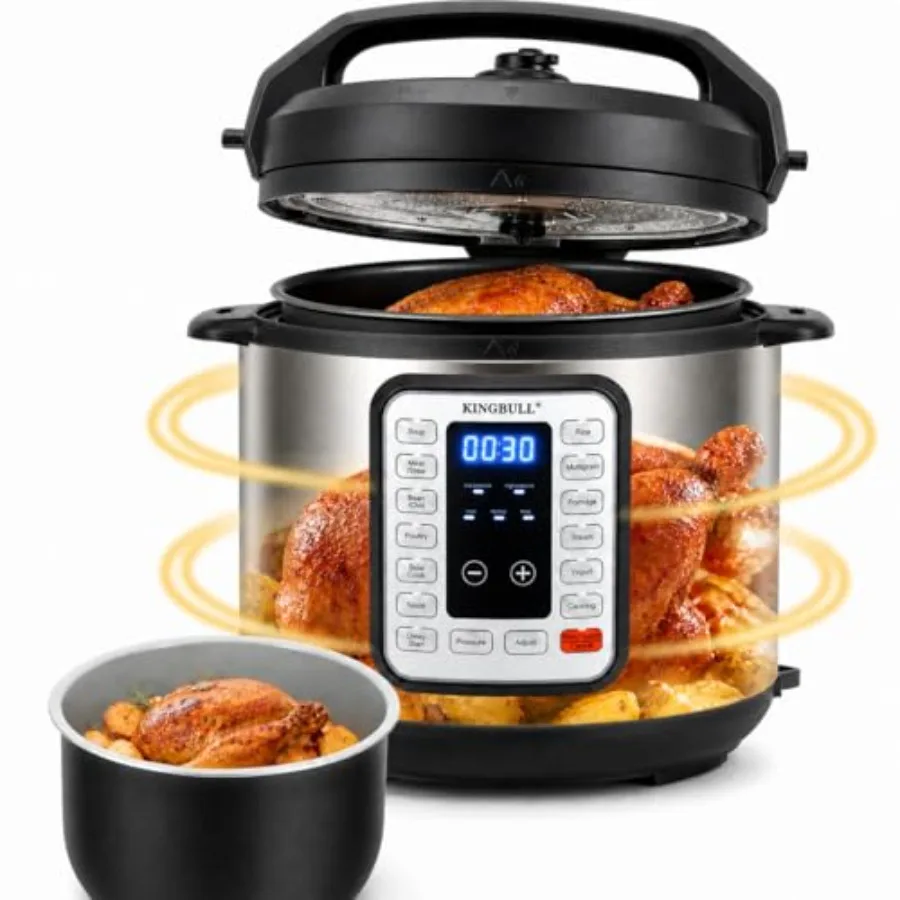 6QT Electric Pressure Cooker 12-in-1 Multi Cooker One-Touch Programs for Rice Soup Meat Steam Yogurt Slow Cook Keep Warm and De
6QT Electric Pressure Cooker 12-in-1 Multi Cooker One-Touch Programs for Rice Soup Meat Steam Yogurt Slow Cook Keep Warm and De