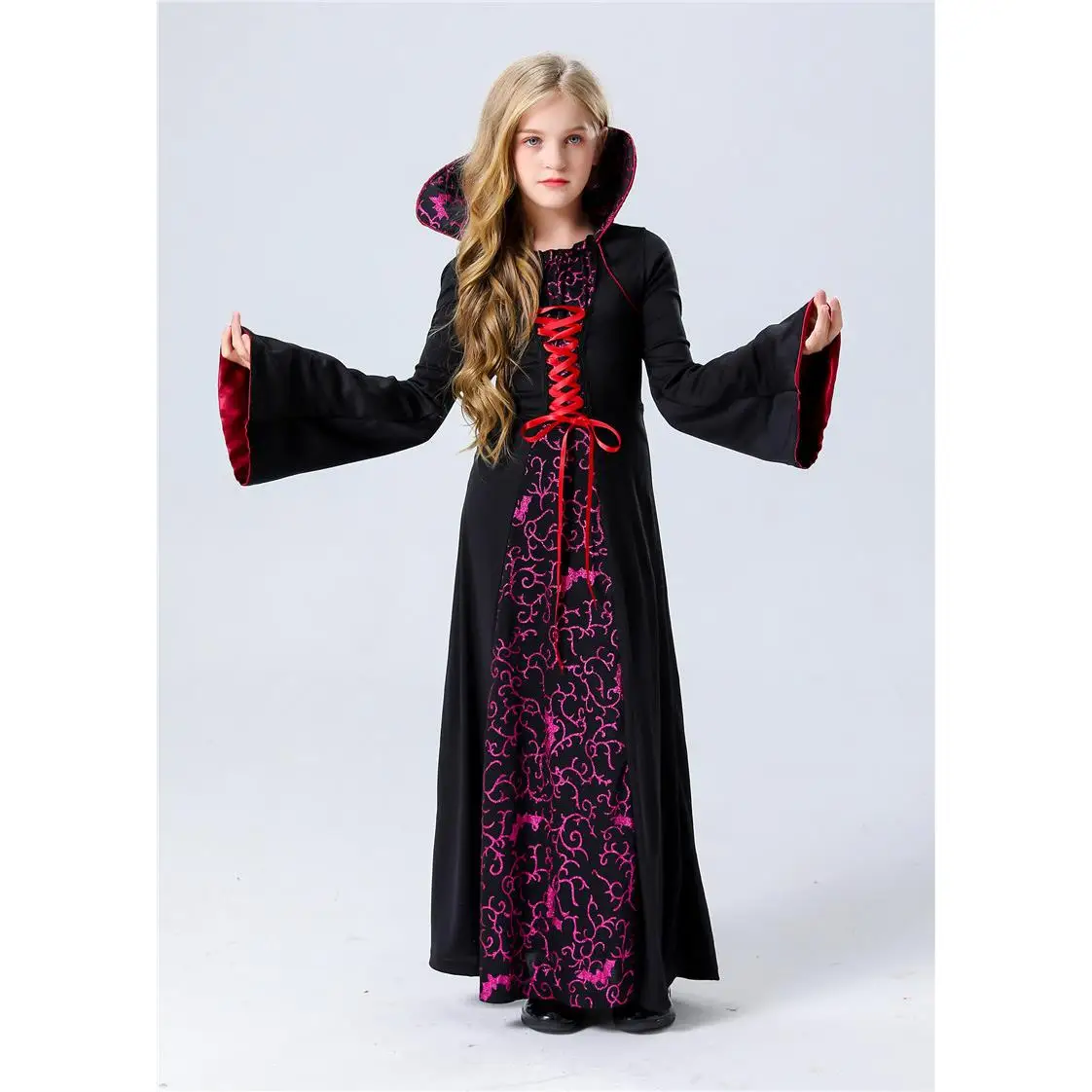 Детский костюм королевы ведьмы на Хэллоуин, длинная юбка с воротником-стойкой Dr, женская модная одежда для выступлений на сцене
Детский костюм королевы ведьмы на Хэллоуин, длинная юбка с воротником-стойкой Dr, женская модная одежда для выступлений на сцене