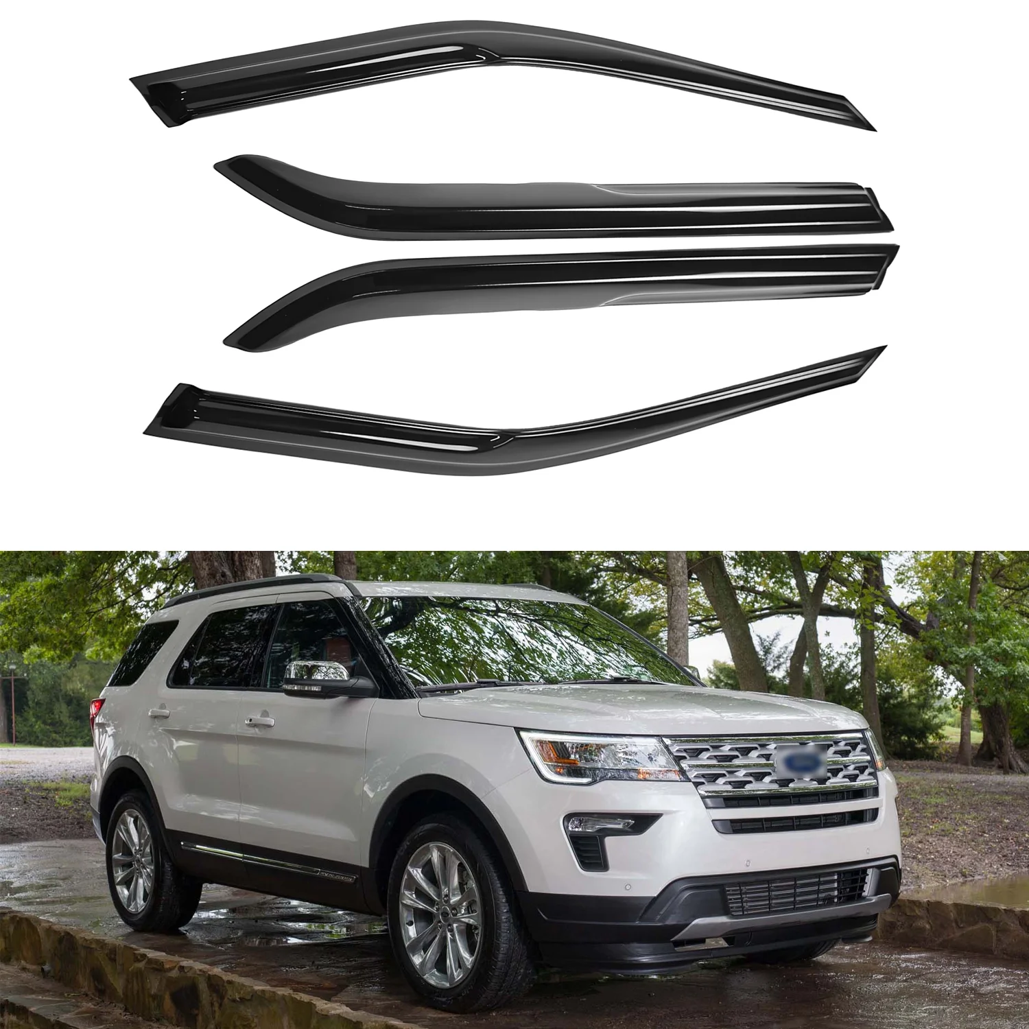 For Ford Explorer 4-Door Hatchback 2011-2019 Tinted Rain Deflectors External Mount 4pcs Set with Drip Channel 1.5MM Thick
For Ford Explorer 4-Door Hatchback 2011-2019 Tinted Rain Deflectors External Mount 4pcs Set with Drip Channel 1.5MM Thick