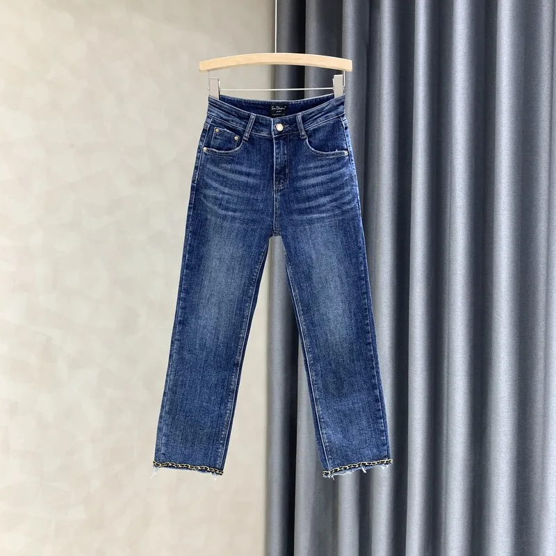 High Waist Straight Leg Denim Jeans Women's Slim Fit Elastic Hem Chain Decoration Trendy Nine-Piece Deep Color Cotton Stretch...
High Waist Straight Leg Denim Jeans Women's Slim Fit Elastic Hem Chain Decoration Trendy Nine-Piece Deep Color Cotton Stretch...