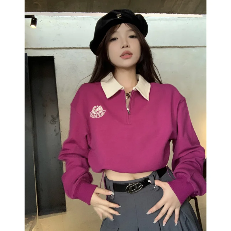 Women Rose Sweatshirt POLO Collar Streetwear Coat Vintage Long Sleeve Fashion Casual Y2K Style Winter Female Black Pullover Tops
Women Rose Sweatshirt POLO Collar Streetwear Coat Vintage Long Sleeve Fashion Casual Y2K Style Winter Female Black Pullover Tops